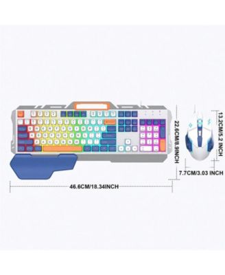 Wired Gaming Keyboard And Mouse Set - Keyboard And Mouse with Wrist Rest - Ergonomic Keyboard For Desktop, Laptop, PC - Blue and White