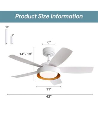 42-inch Modern White 5 - Blade Ceiling Fan With Remote Control and Light Kit