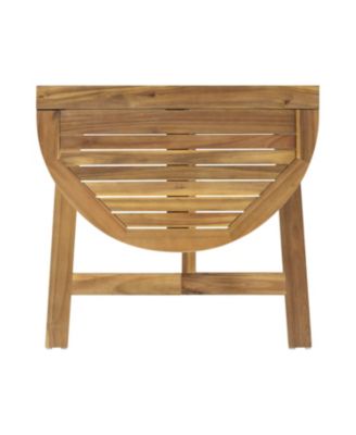 Outdoor Acacia Wood 3 Piece Half Round Folding Bistro Set Natural