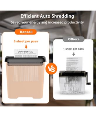6-Sheet Strip-Cut Paper Shredder with Basket, Portable Home Office Shredder with Overheat Protection, Compact Design for Easy Use