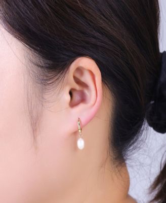 Cubic Zirconia and Freshwater Mother of Pearl Endless Hoop Earrings Set