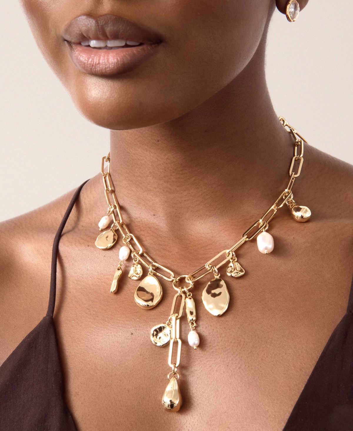 Ettika Melting Metal Charm Lariat Necklaces
