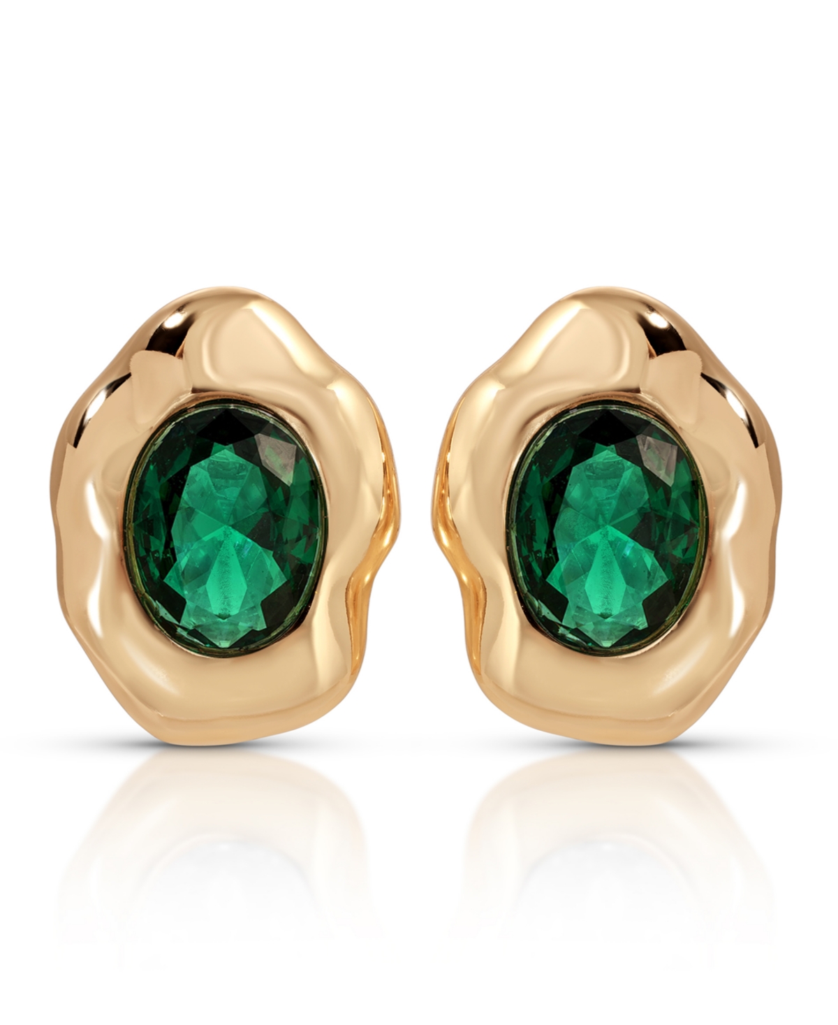 Ettika Molten Glow Crystal Stud Earrings In Green