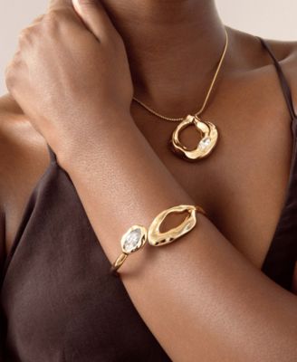 Gold Plated Molten Marquise Cuff Bracelet