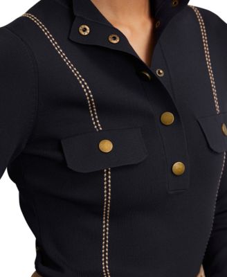 Women's Contrast-Stitch Knit Top