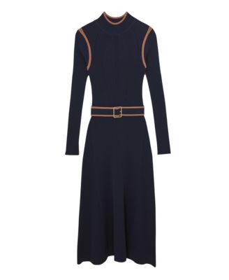REISS - Women's Color-Block Rib-Knit Midi Dress