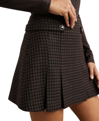 Women's Wool-Blend Check Mini Skirt
