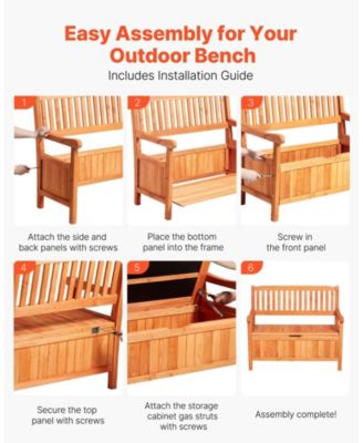 33 Gal Outdoor Wooden Storage Bench with Deck Box Seating