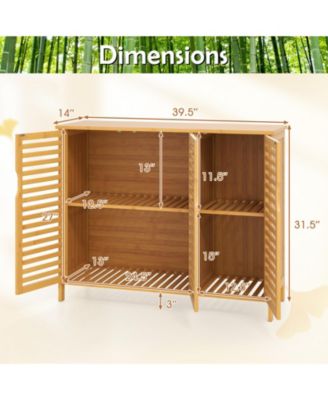 Bathroom Storage Cabinet with 3 Wicker Doors and Shelves