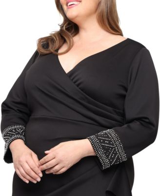 Plus Size Surplice Neck Scuba Crepe Sheath Dress