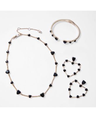 Black Stone Heart Collar Necklace