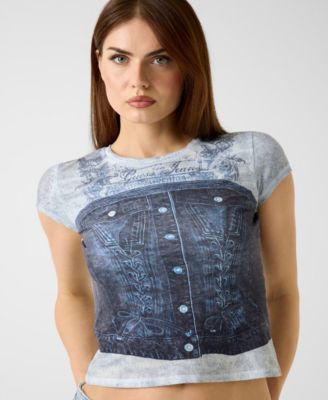 Women's Short-Sleeve Denim Bustier R5 Sub Top