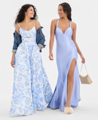 Juniors' X-Back High-Slit Gown