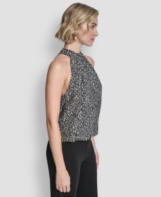 Women's Sleeveless Printed Voile Halter Top