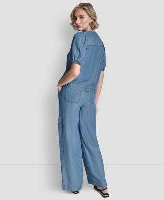 Women's Short-Sleeve Zip-Shoulder Top