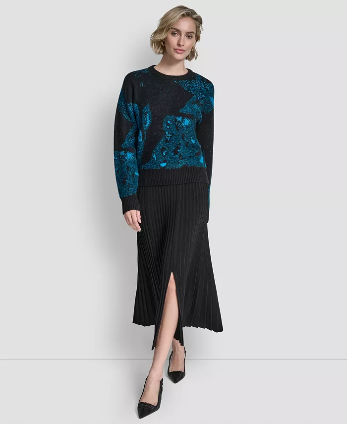 Women's Long-Sleeve Intarsia Mohair Sweater - thumbnail 5