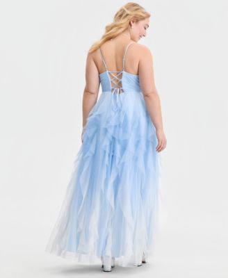 Trendy Plus Size Ombr&eacute; Spiral-Ruffled Gown