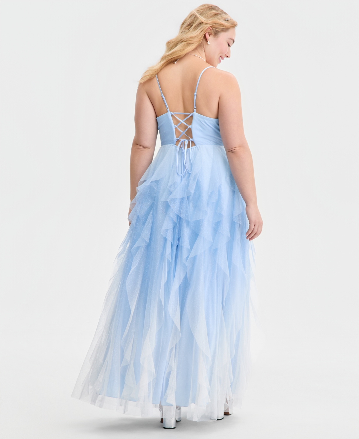 pear culture Trendy Plus Ombre Spiral-Ruffled Gown