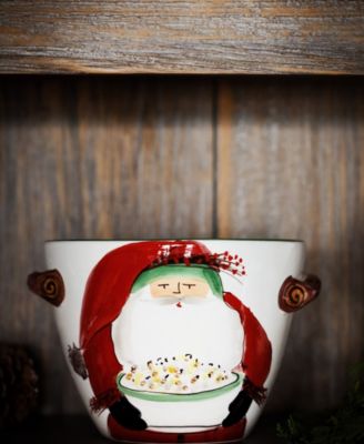 Old St. Nick Handled Deep Serving Bowl with Popcorn