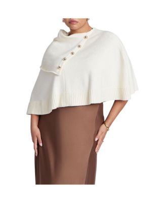 Women's Button Detail Sweater Poncho