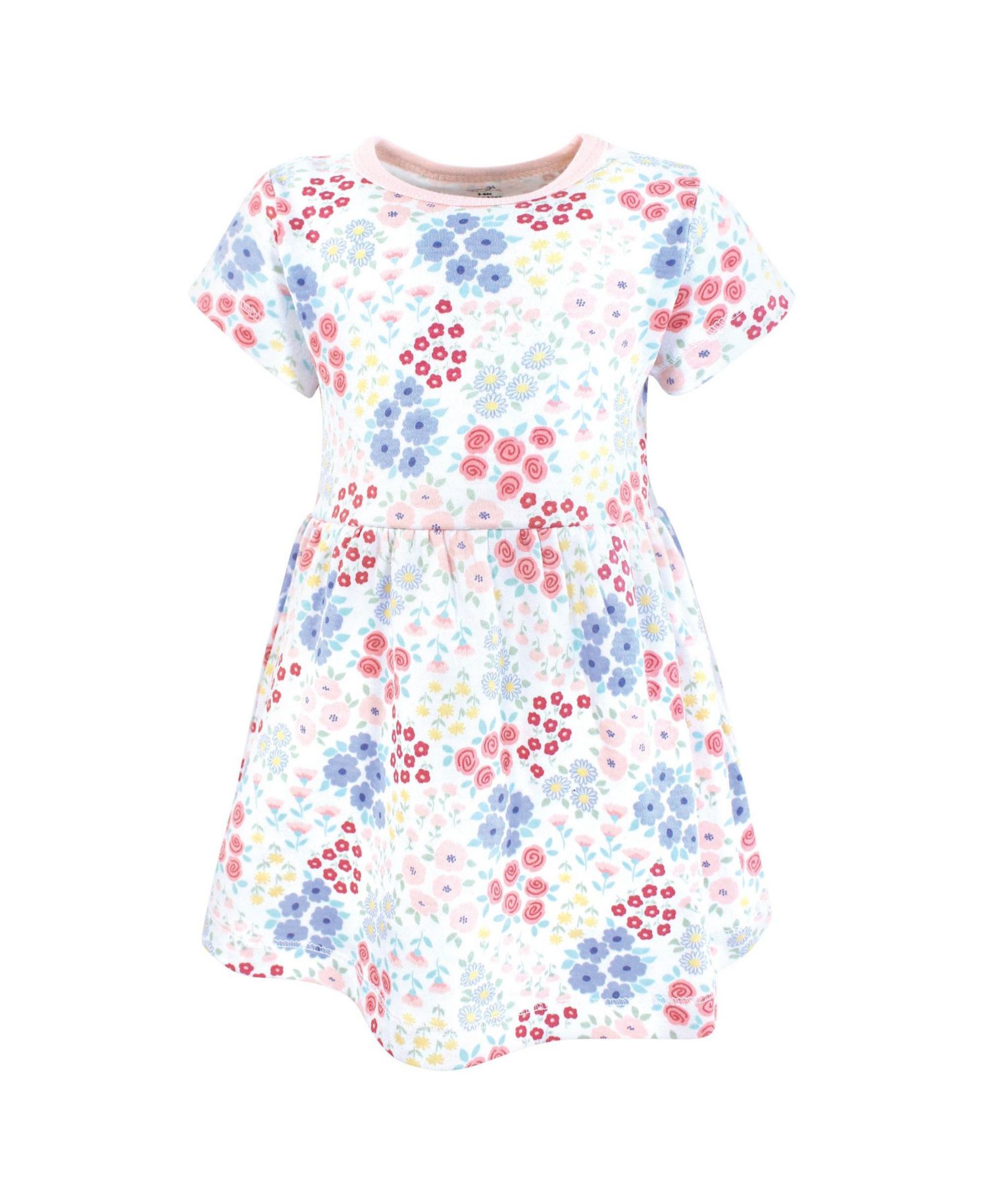 Baby Girls Organic Cotton Short-Sleeve Dresses, Flower Market, 0-3 Months