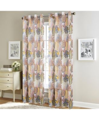 RT Designer Collection Fern Foil Printed Doily Luxurious Decorative Grommet Curtain Panel 54" x 90" Peach