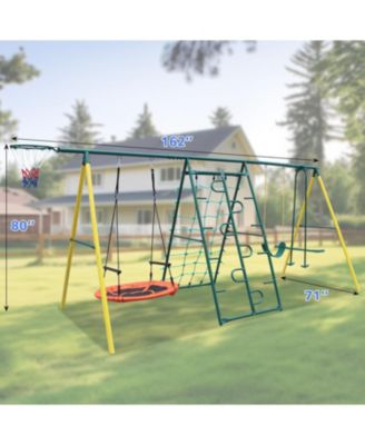 Boys Streamdale Indoor/Outdoor Metal Swing Set with Safety Belt for Backyard