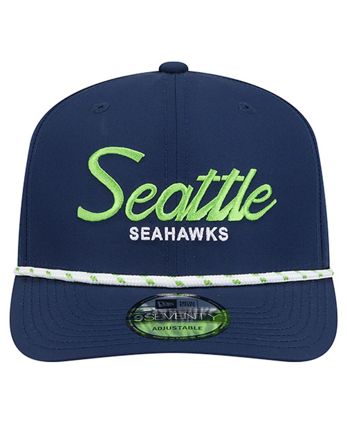 New Era Men's College Navy Seattle Seahawks Script 9seventy Adjustable Hat In Blue