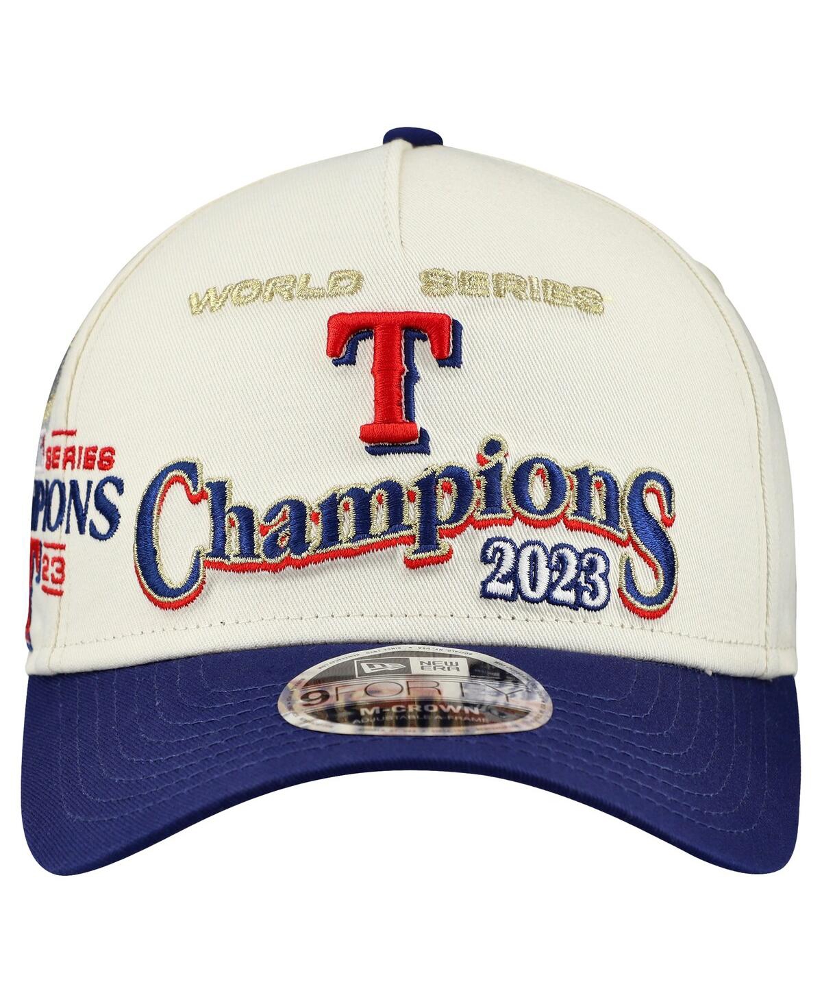 New Era Men's Cream/royal Texas Rangers World Series 9forty M-crown A-frame Adjustable Hat In White