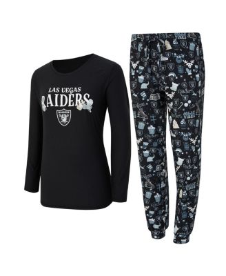 Concepts Sport - Women's 2-Piece Black Las Vegas Raiders Chestnut Long Sleeve T-Shirt and Pants Sleep Set