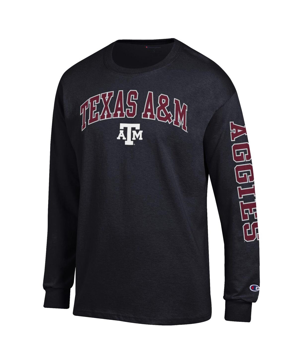 Champion Men's Black Texas A&M Aggies Arch Over Logo 2-Hit Long Sleeve T-Shirt