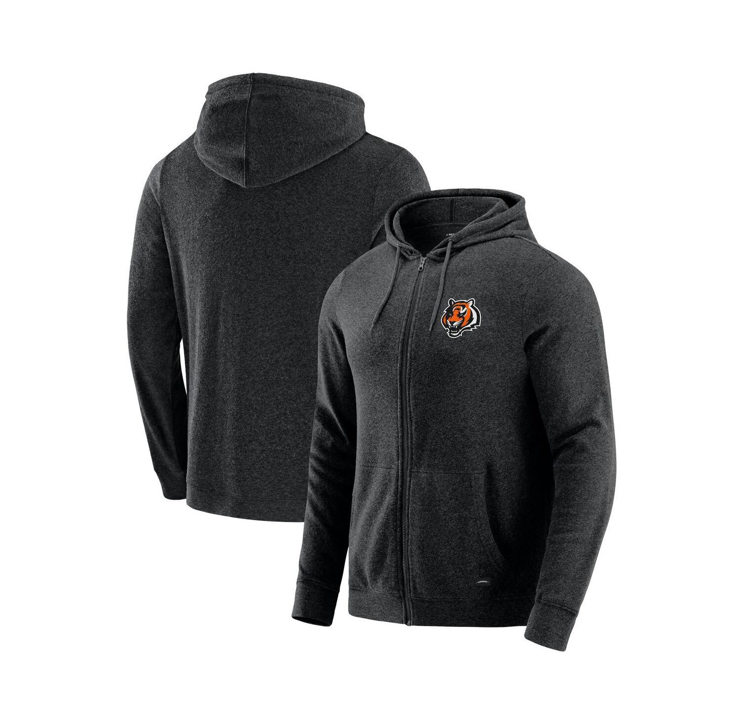 Men's Dark Heather Gray Cincinnati Bengals Players Lounge Tri-Blend Full-Zip Hoodie