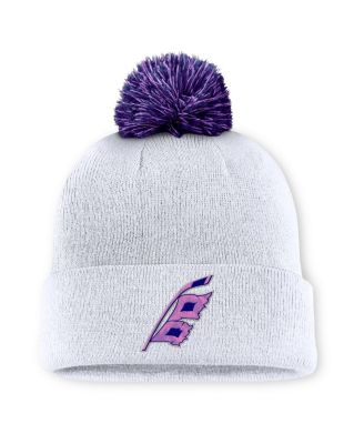 Men's White Carolina Hurricanes Authentic Pro Hockey Fights Cancer Cuffed Knit Hat with Pom