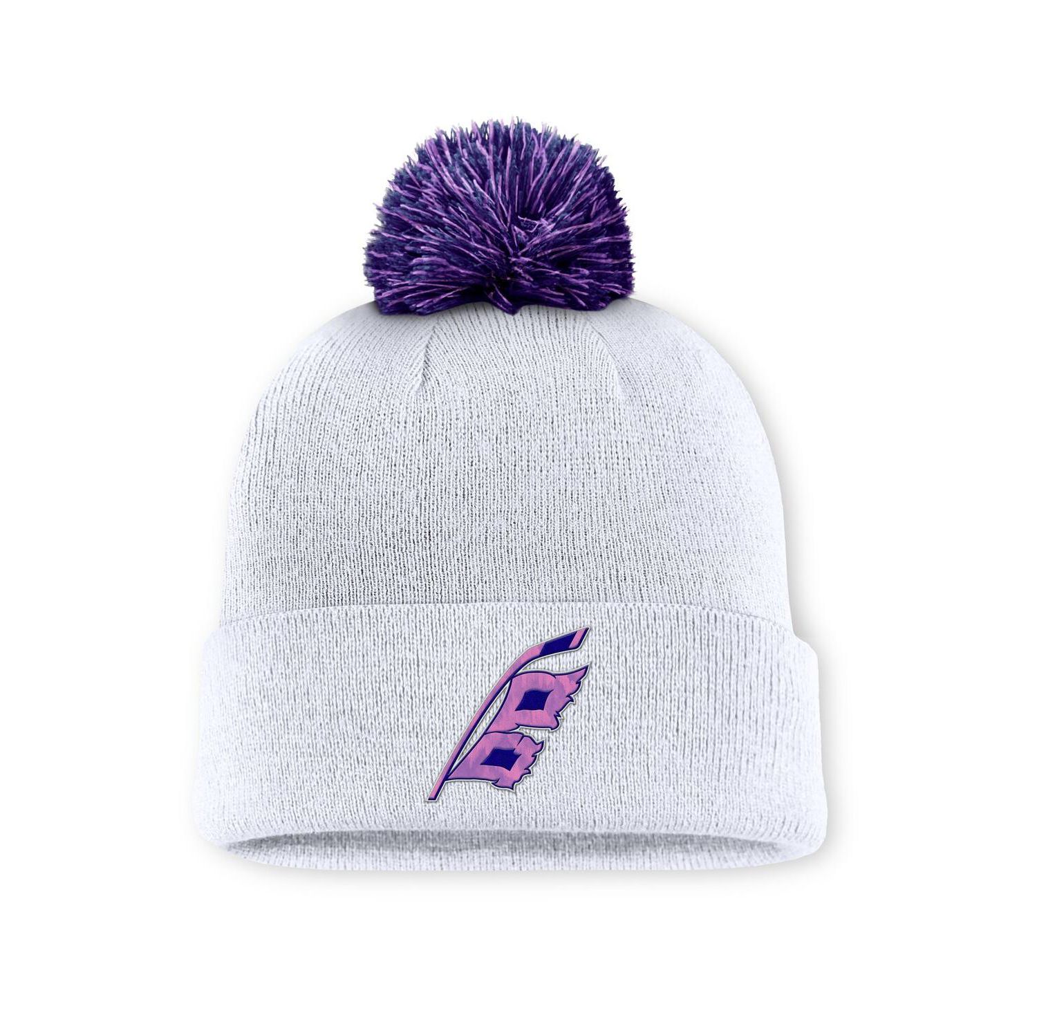Men's White Carolina Hurricanes Authentic Pro Hockey Fights Cancer Cuffed Knit Hat with Pom