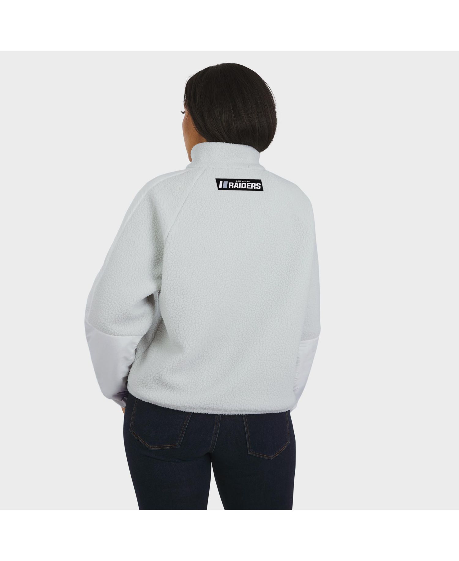 Women's White Las Vegas Raiders Polar Fleece Half-Zip Jacket