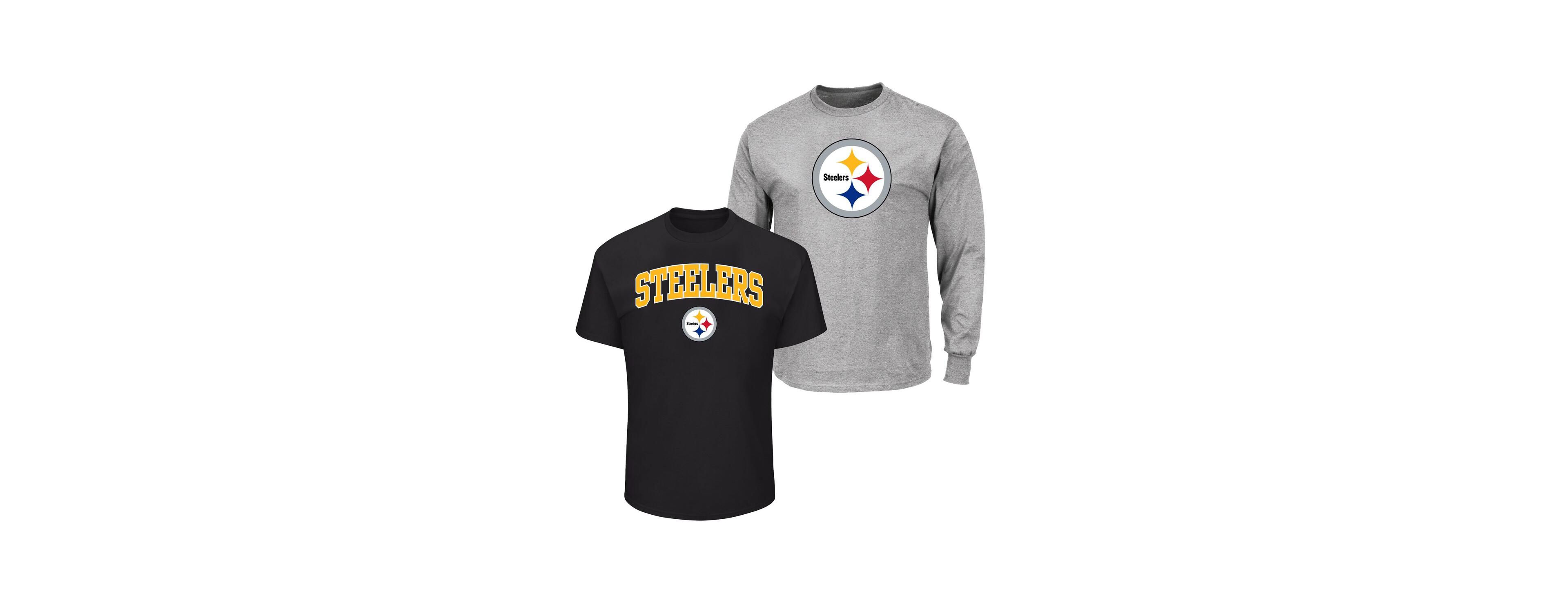 Fanatics Men's Black/Heather Gray Pittsburgh Steelers Big & Tall 2-Pack T-Shirt Set