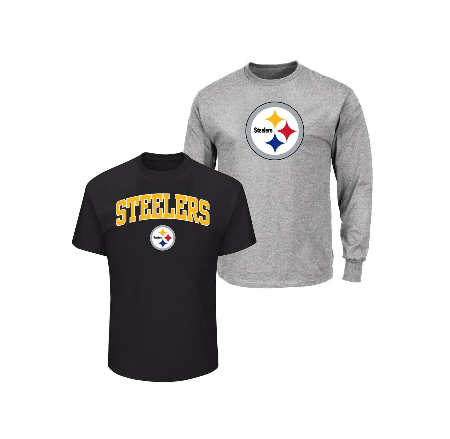 Men's Black/Heather Gray Pittsburgh Steelers Big & Tall 2-Pack T-Shirt Set