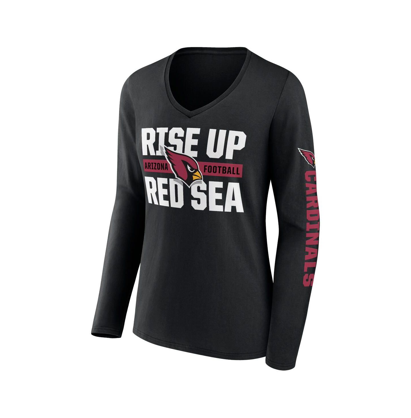 Женская футболка Fanatics Black Arizona Cardinals Hometown Sweep Long Sleeve V-Neck — фото 3