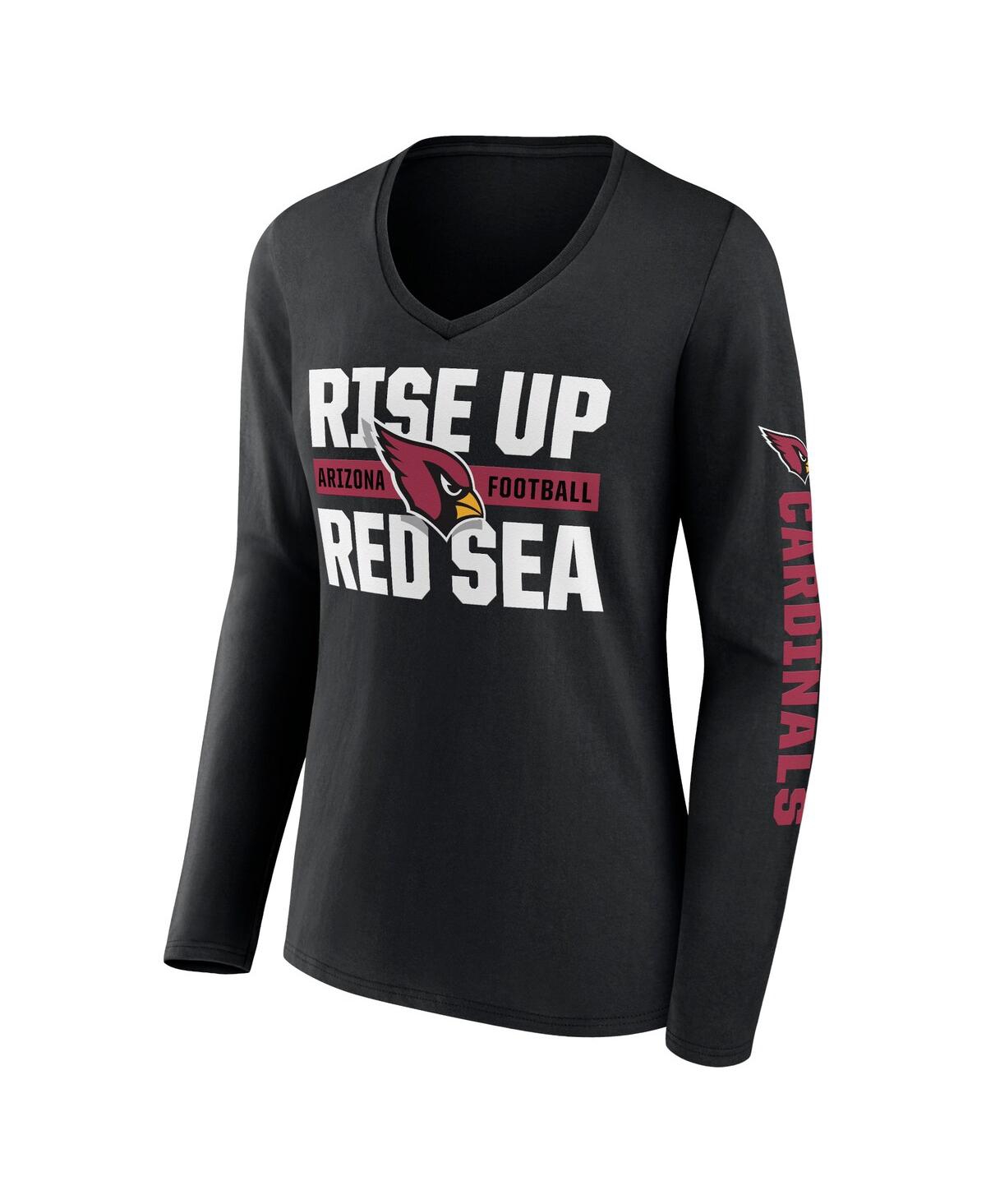 Fanatics Women's Black Arizona Cardinals Hometown Sweep Long Sleeve V-Neck T-Shirt