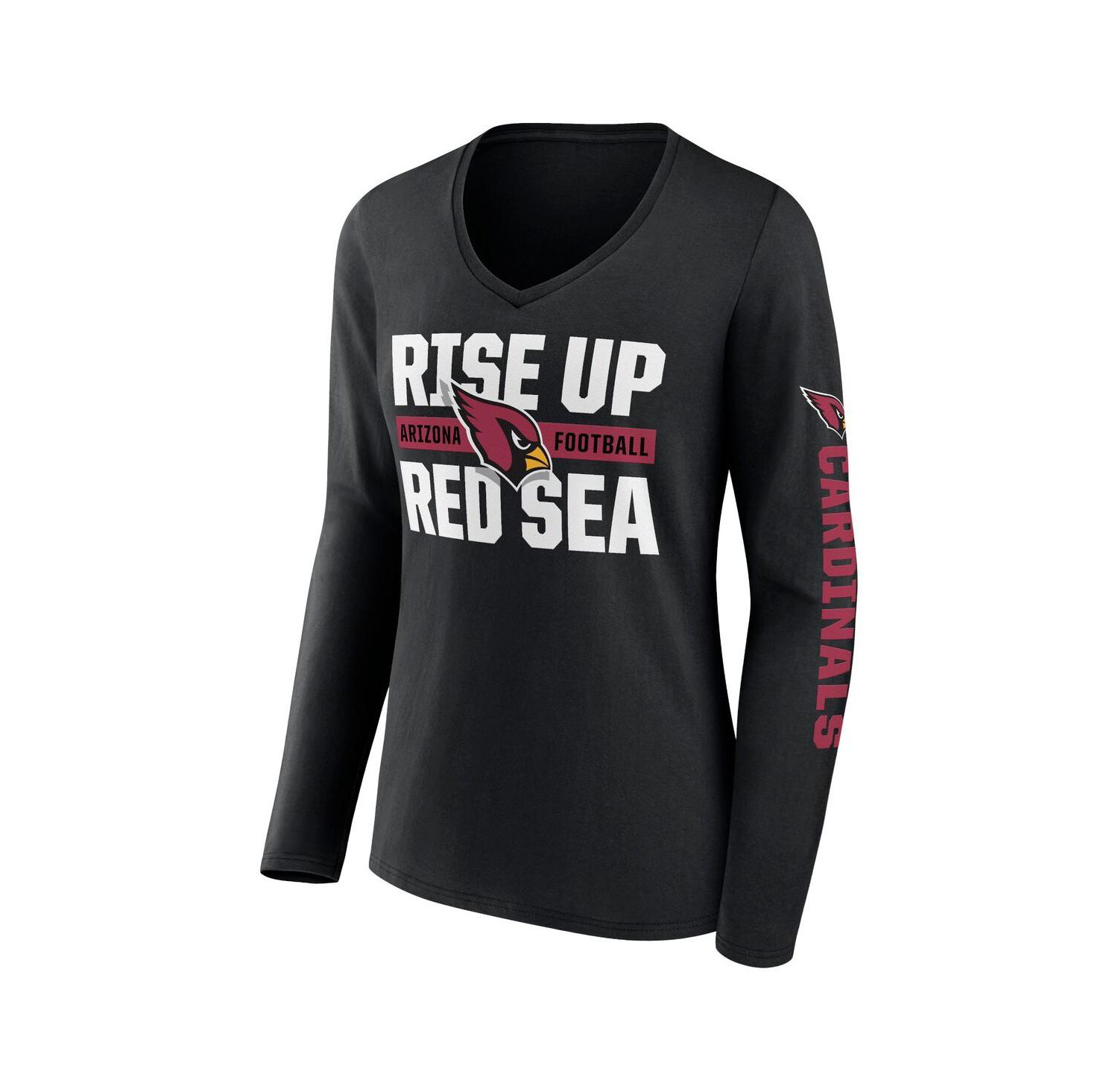 Women's Black Arizona Cardinals Hometown Sweep Long Sleeve V-Neck T-Shirt