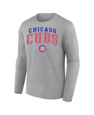 Men's Heather Gray Chicago Cubs Iconic Logo Long Sleeve T-Shirt