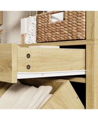 Bathroom Cabinet with Flip Storage and 3-Shelves and Drawer