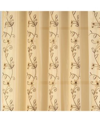 - Priscilla Embroidered Panel With Double Valance 54'' x 90'' Silver