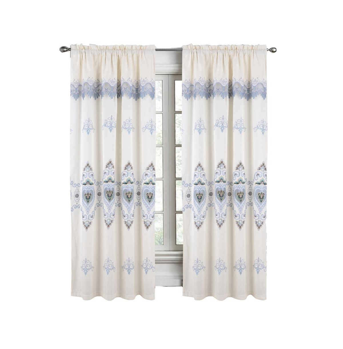Rt Designers Collection Bonnie Macrame Rod Pocket Room Darkening Curtain Panels for Living Room 52" x 84" Beige