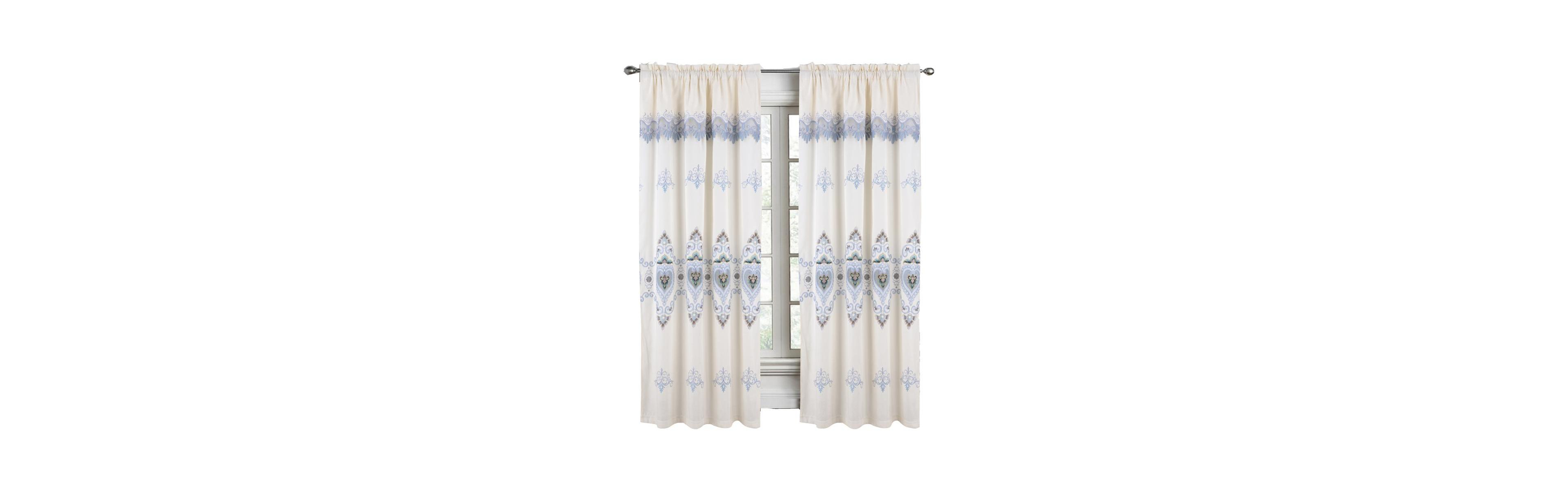 Rt Designers Collection Bonnie Macrame Rod Pocket Room Darkening Curtain Panels for Living Room 52" x 84" Beige