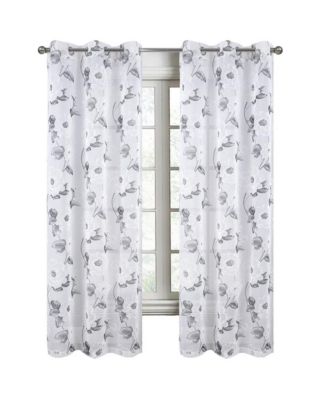 Jillian Rubber Doily Grommet Light Filtering Window Curtains for Bedroom 54" x 95" Rose