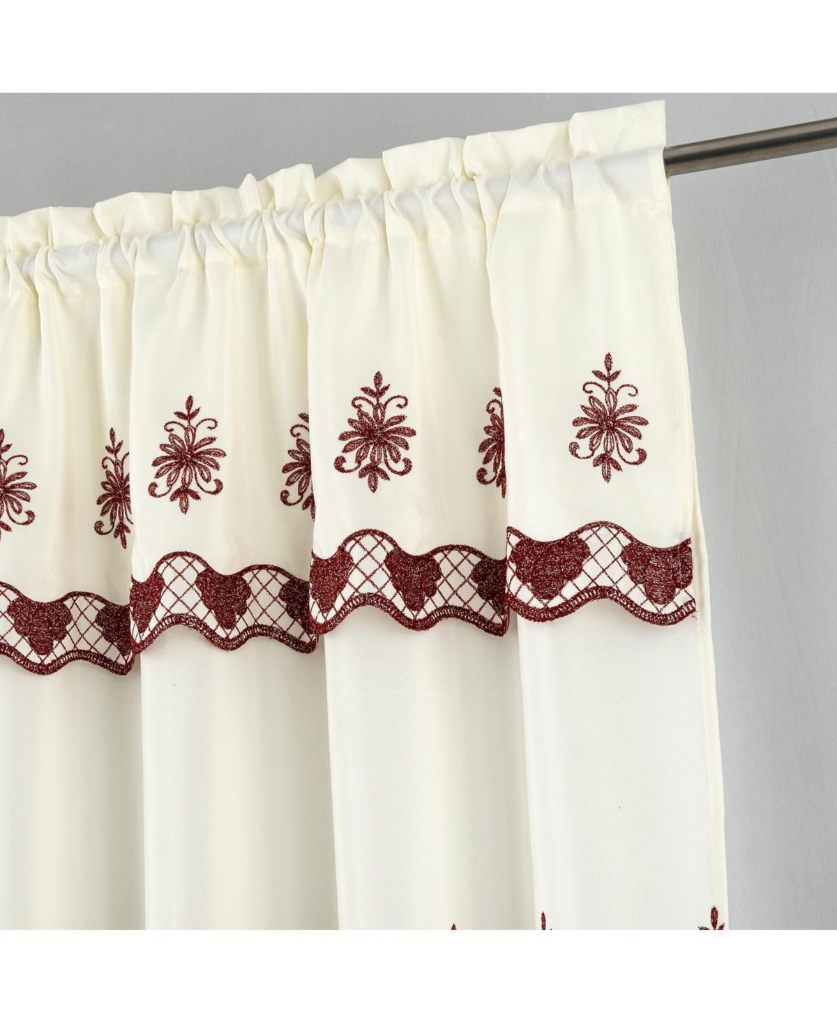 Rt Designers Collection Donna Macrame Construction 3" Rod Pocket Curtain Panel 54" x 90" Beige/Burg