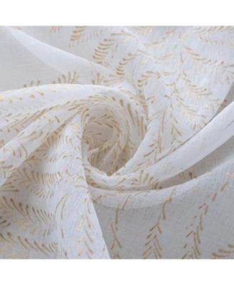 Faye Grommet Metallic Sheer Printed Doily Curtain Panel 54" x Taupe