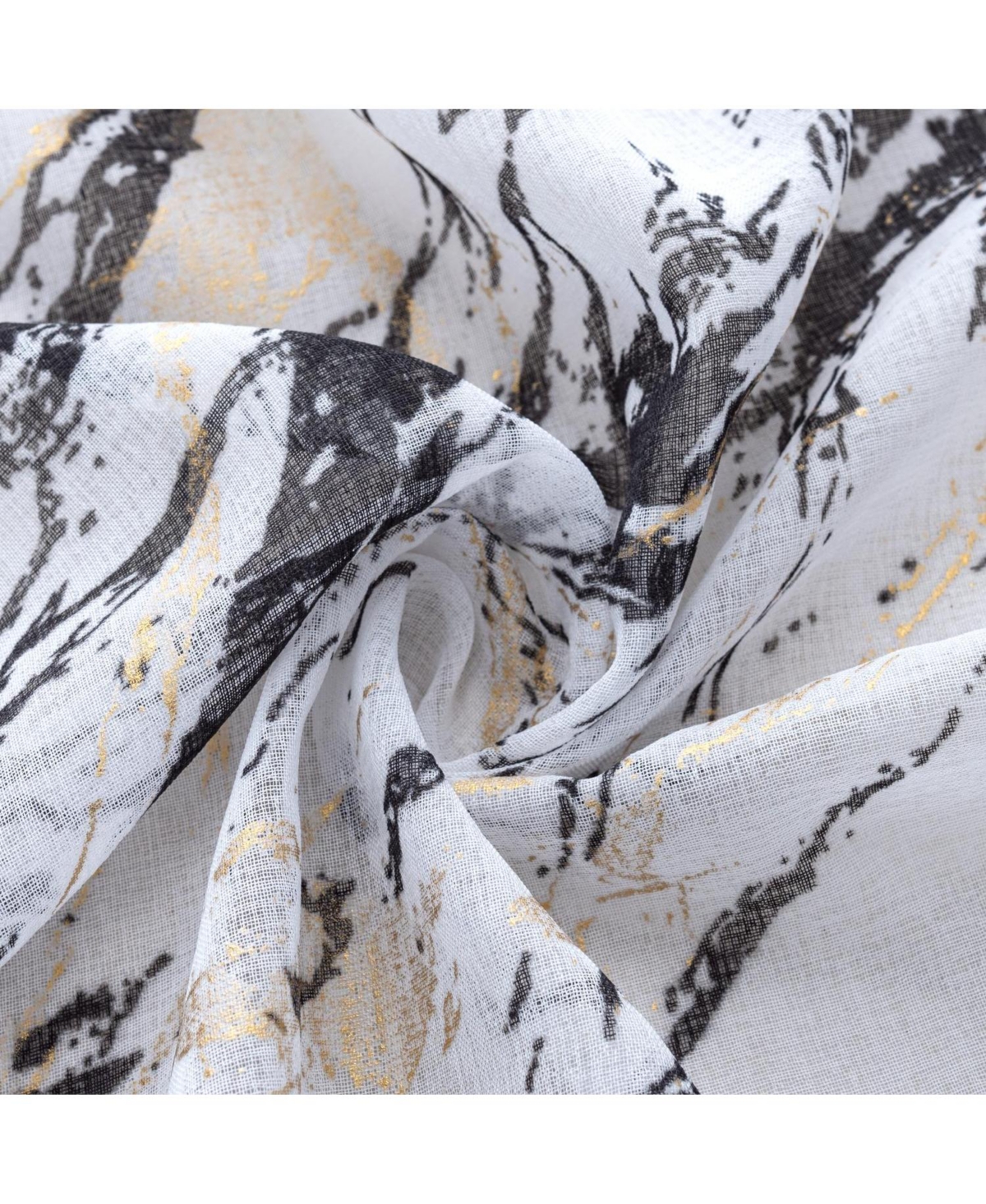 Rt Designers Collection Marble Grommet Metallic Sheer Printed Doily Curtain Panel 54" x 84