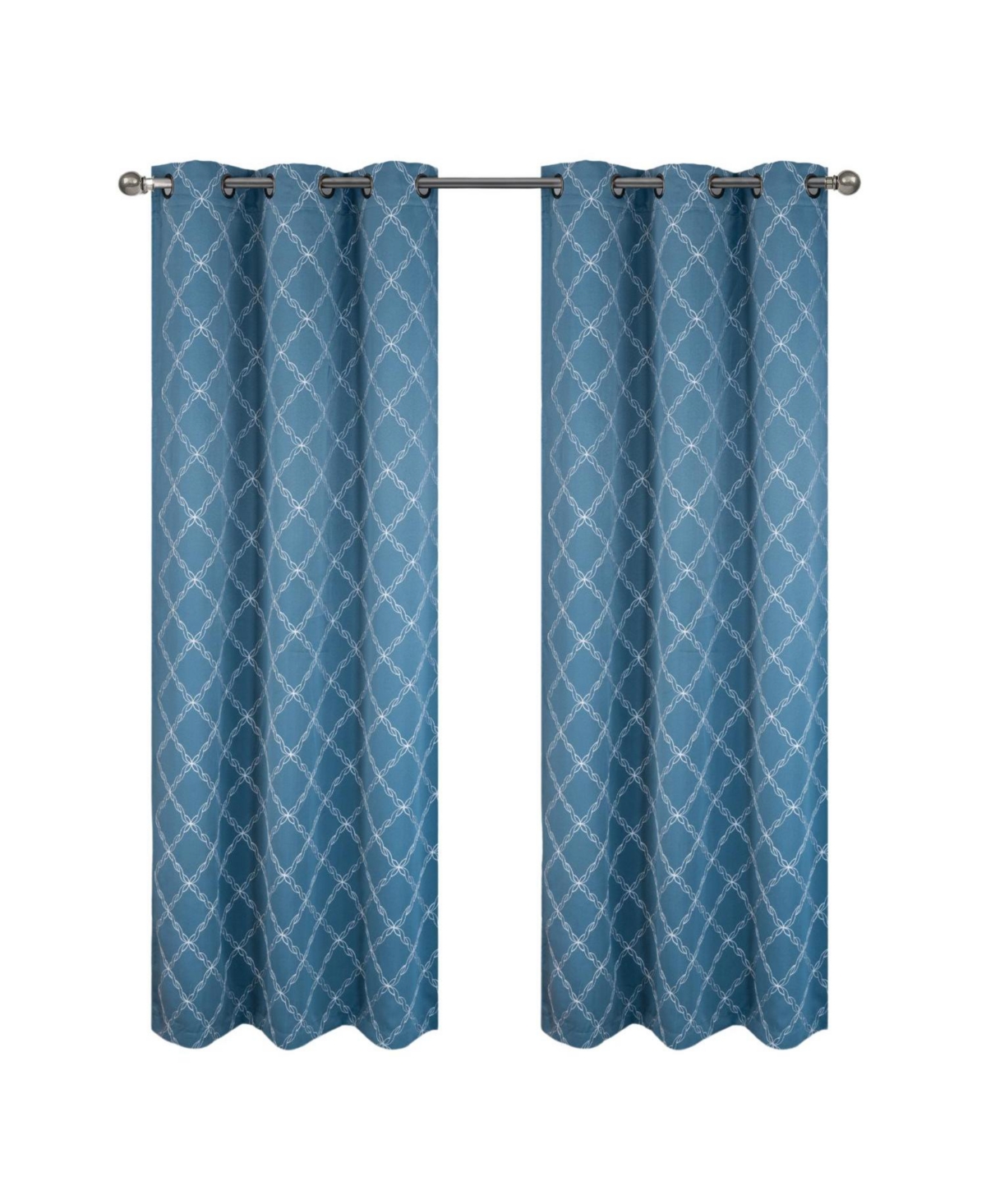 Rt Designer Collection Gable Embroidered Blackout Luxurious Decorative Grommet Curtain Panel 54&#x22; x 84&#x22; Slate Blue - Slate blue